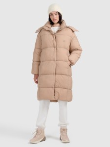 4F Płaszcz puchowy z wypełnieniem syntetycznym damski - beżowy XXL