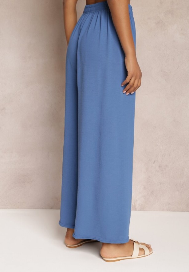 Niebieskie Spodnie z Gumką w Pasie i Szerokimi Nogawkami Seira