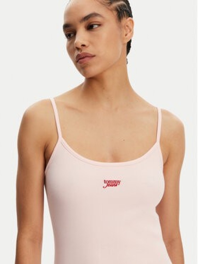 Tommy Jeans Sukienka letnia Script DW0DW20330 Różowy Slim Fit