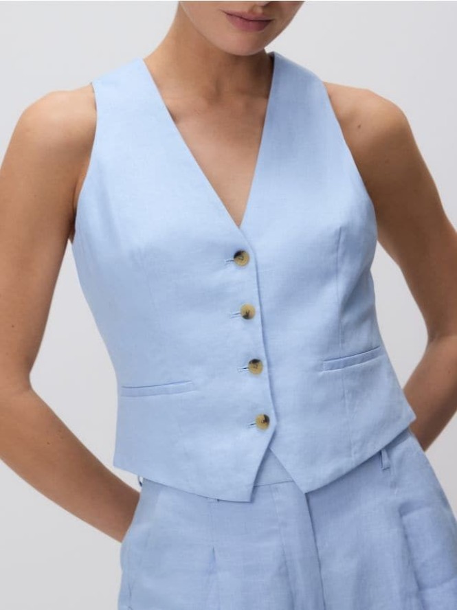 Lniana kamizelka - jasnoniebieski