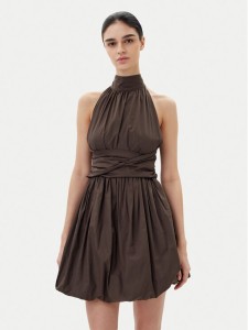 ViCOLO Sukienka koktajlowa TD0606 Brązowy Regular Fit