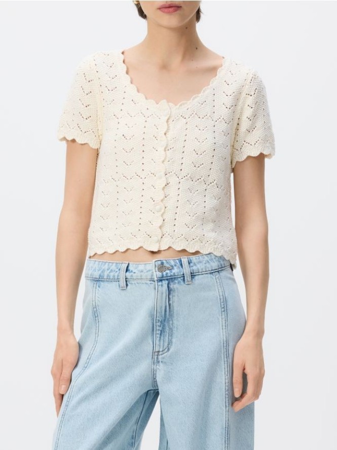 Bawełniana bluzka - kremowy