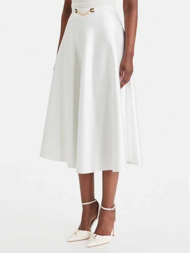 Elisabetta Franchi Spódnica midi GO-156-61E2-V320 Biały Regular Fit