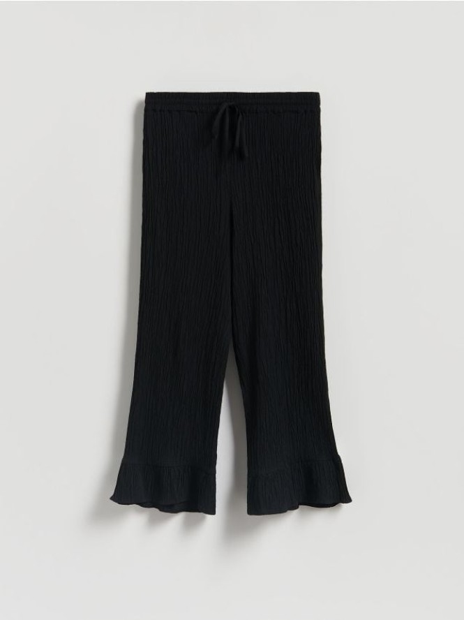 Spodnie z falbankami - czarny