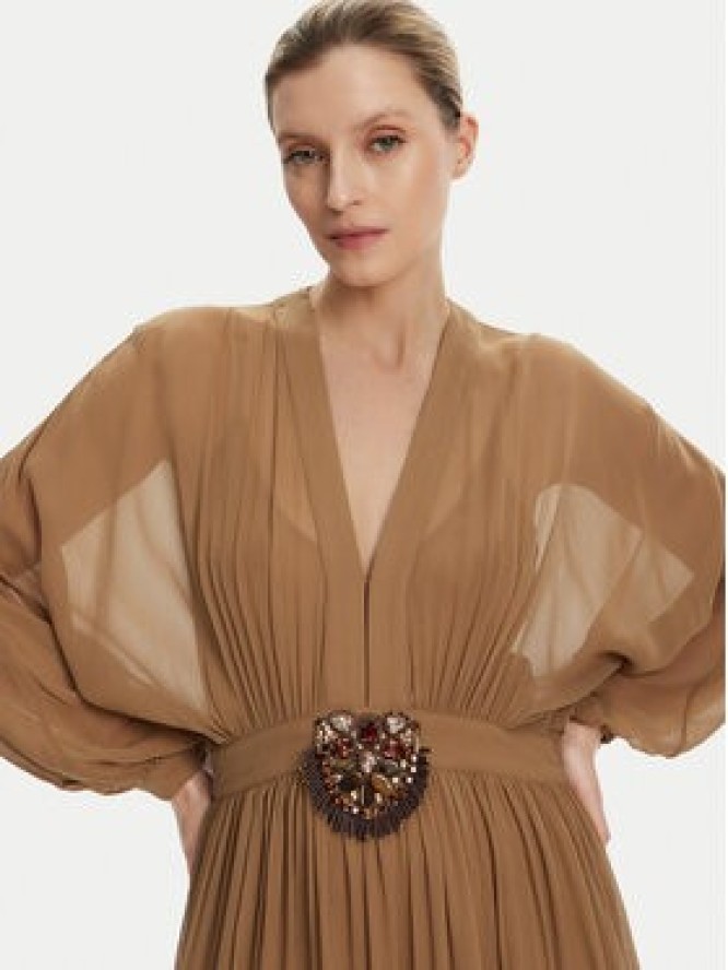 Luisa Spagnoli Sukienka wieczorowa Paiolo 541815 Brązowy Regular Fit