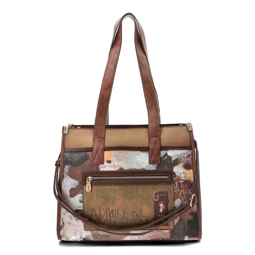 Brązowa Torebka Anekke Elegancka Duża Shoperka Damska