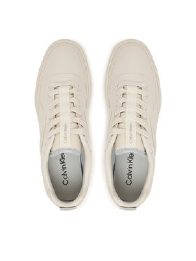 Calvin Klein Sneakersy Low Pro Runner Laceup Lth Croco HW0HW03244 Kremowy
