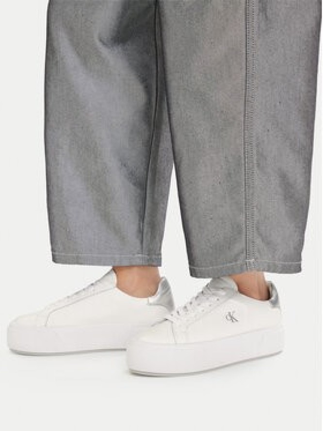 Calvin Klein Sneakersy Flatform Lace Up Lth Met YW0YW01929 Biały
