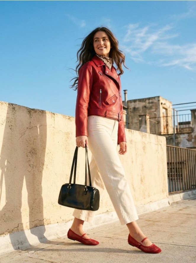 Jeansy culotte - kremowy