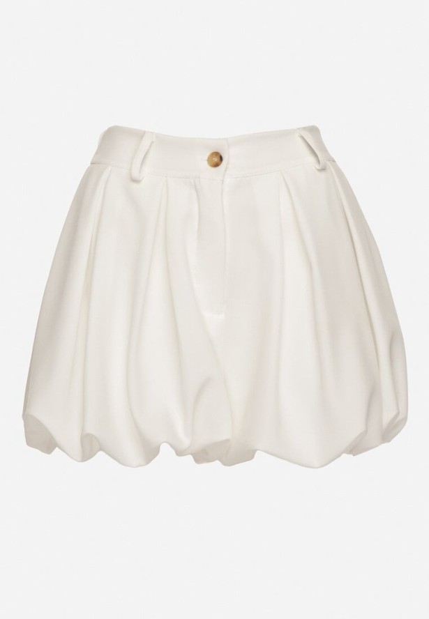 Jasnobeżowe Szorty z Wiskozą o Fasonie Bombki Kolindra