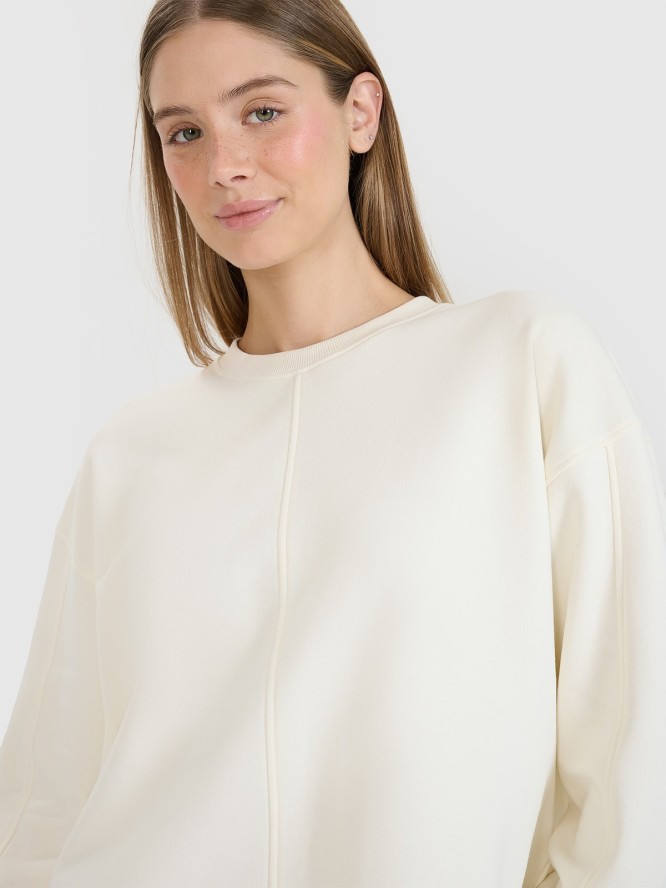 4F Bluza dresowa oversize nierozpinana bez kaptura damska - biała XS