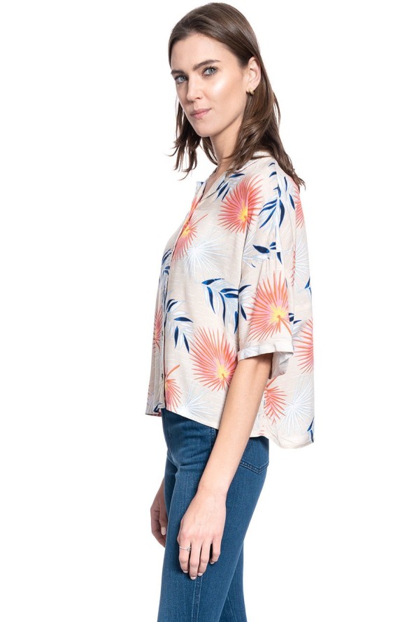 DAMSKA KOSZULA MATERIAŁOWA LEE FLORAL RESORT SHIRT ECRU L46DDWNQ 112110884