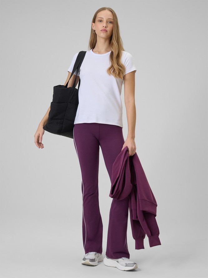 4F T-shirt slim gładki damski - biały S