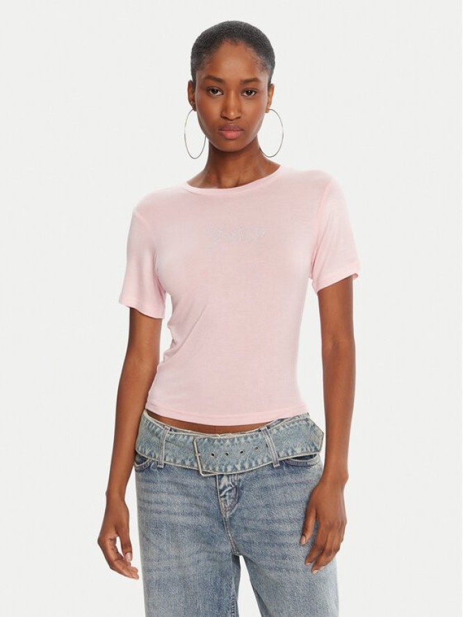 Juicy Couture T-Shirt Sheer JCWCT225301 Różowy Slim Fit