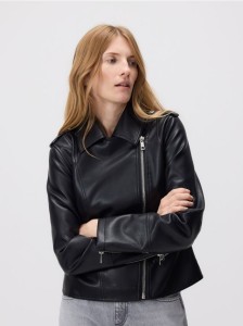 Ramoneska z imitacji skóry - czarny