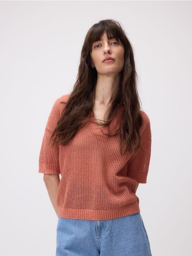 Dzianiowa bluzka - miedziany