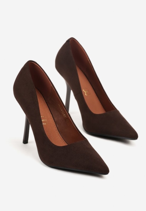 Brązowe Klasyczne Szpilki Vices z Wkładką ze Skóry Naturalnej Verite