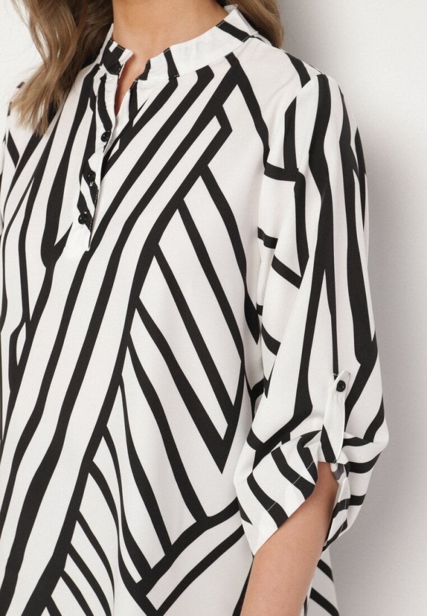 Biała Koszula z Bawełną i Geometrycznym Wzorem Tiarine