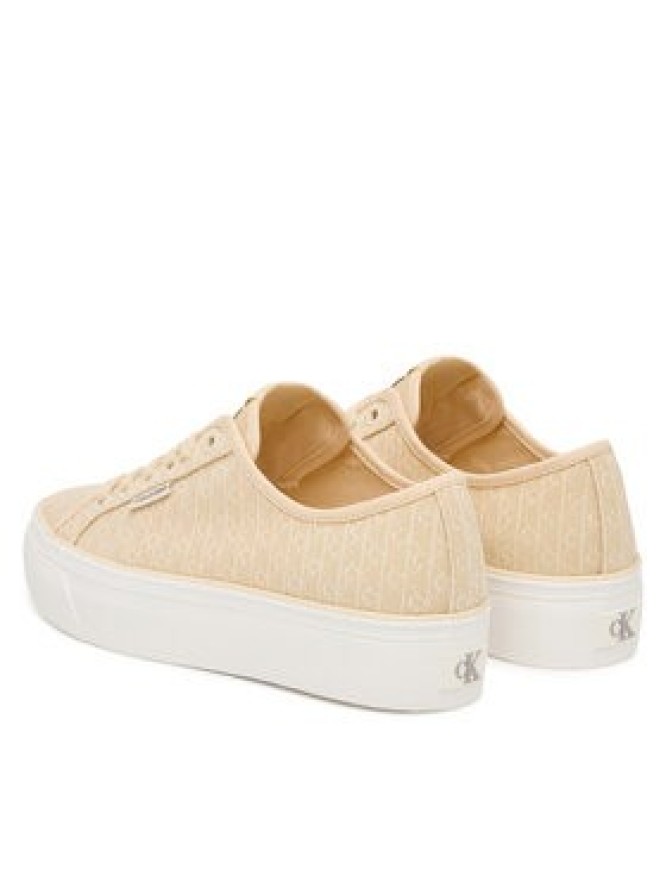 Calvin Klein Sneakersy Vulc Flatf Laceup Jaq Aop HW0HW03265 Żółty jasny