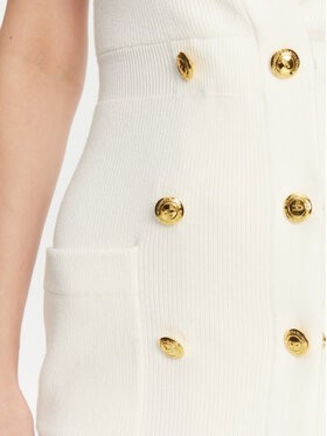 Elisabetta Franchi Sukienka dzianinowa AM-66S-51E2 Biały Regular Fit