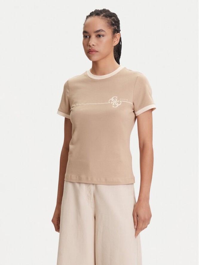 Guess T-Shirt V5YI01 J1314 Beżowy Regular Fit