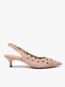 Brudnoróżowe wycinane czółenka bez pięty slingback