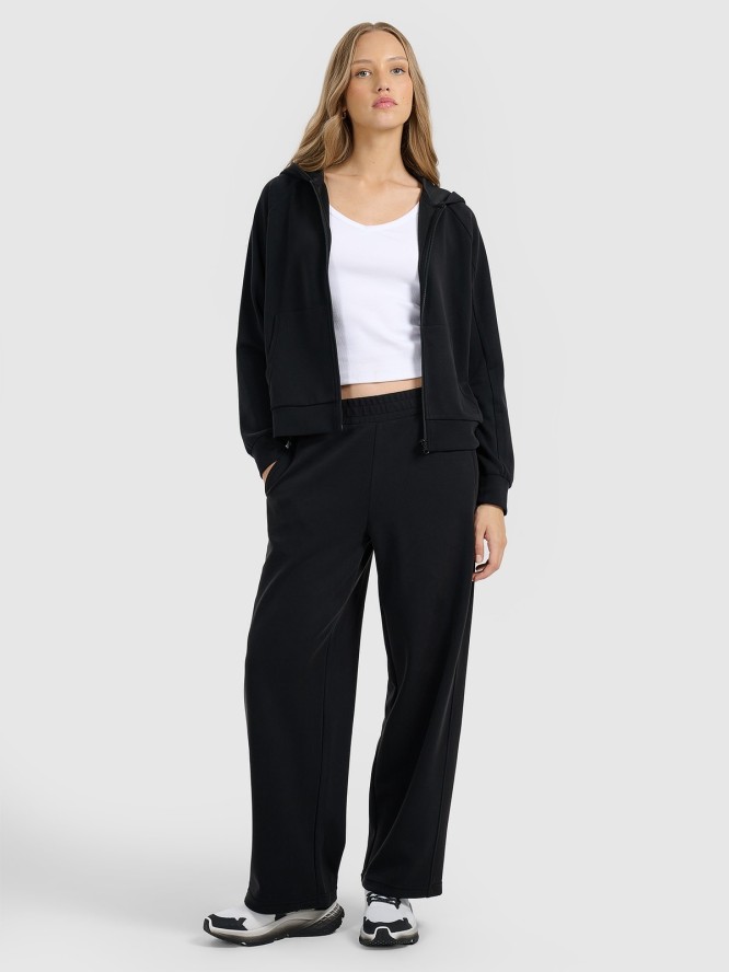 4F Bluza dresowa rozpinana z modalem damska - czarna L