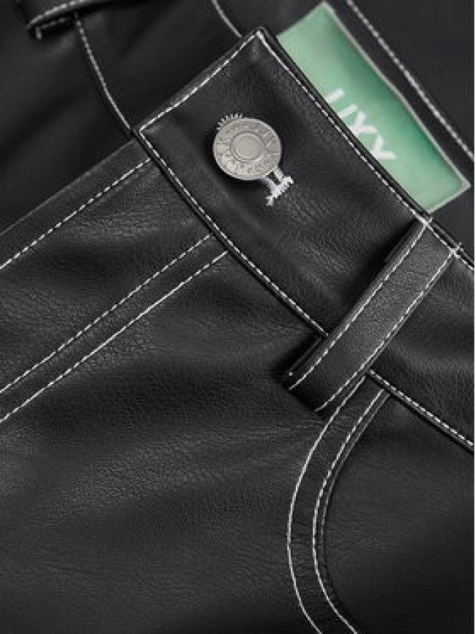 JJXX Spodnie z imitacji skóry Lila 12276595 Czarny Wide Leg