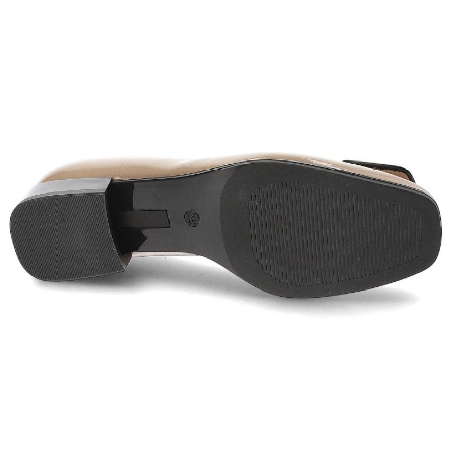 Beżowe Czółenka Armodo Eleganckie Obuwie Damskie Z Ozdobną Broszką