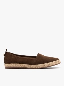 Welurowe brązowe espadryle damskie