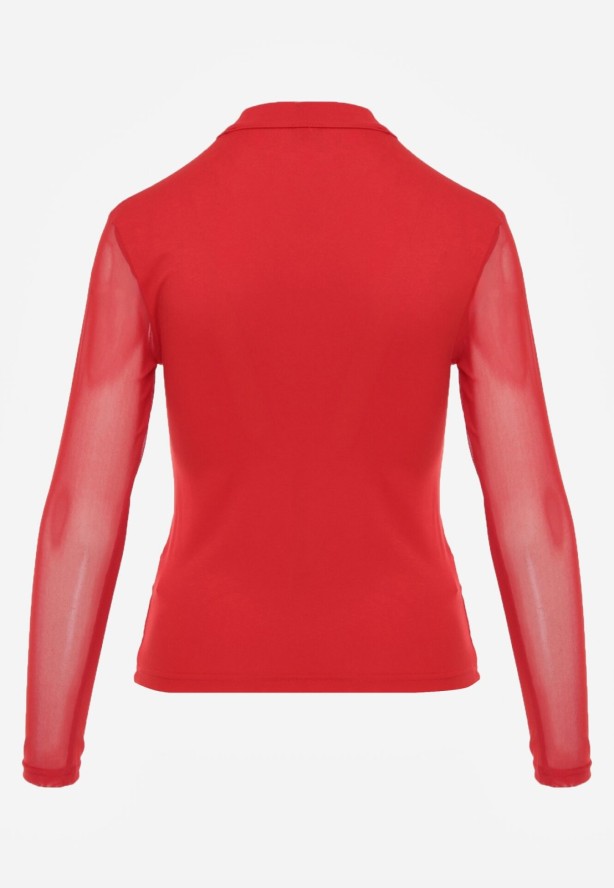 Czerwona Bluzka z Siateczkową Górą i Półgolfem Lufenna