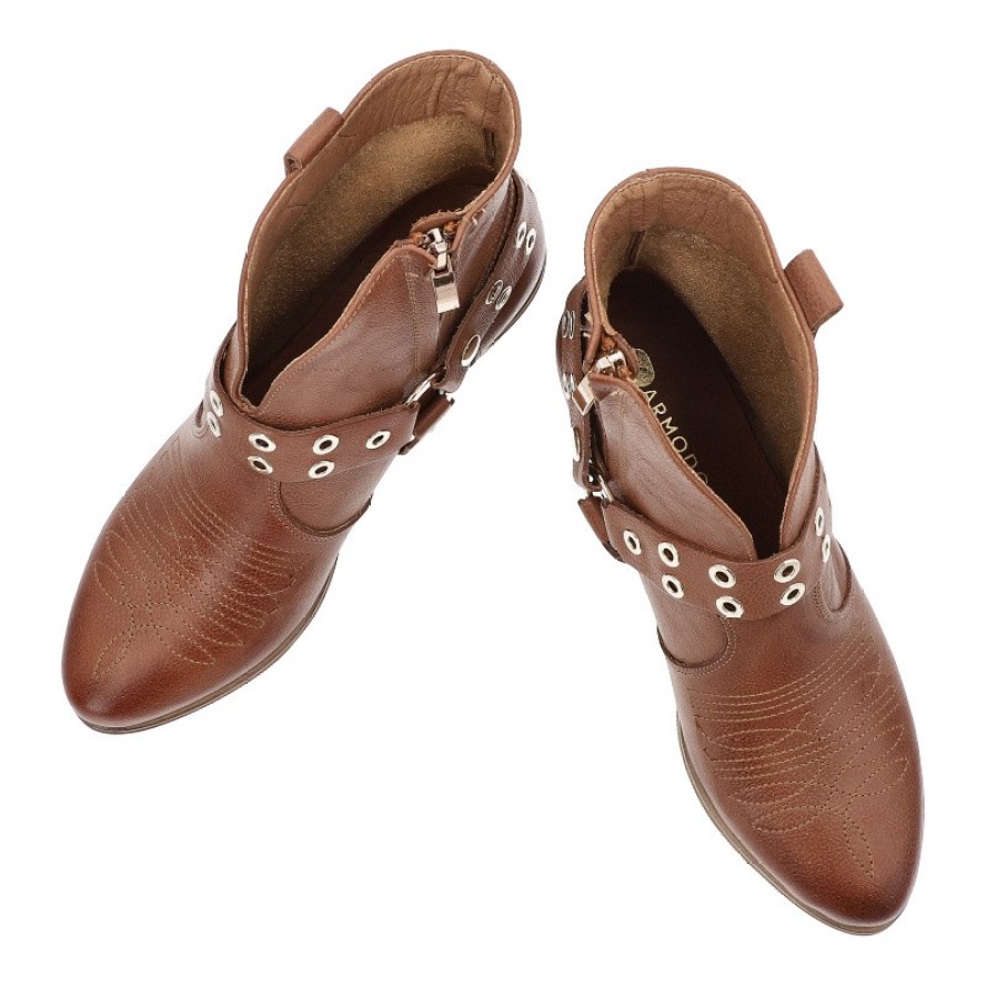 Brązowe Kowbojki Armodo Eleganckie Obuwie Damskie