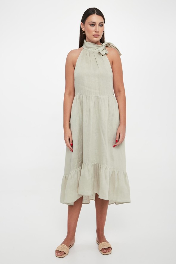 Sukienka midi lniana ARMANI EXCHANGE