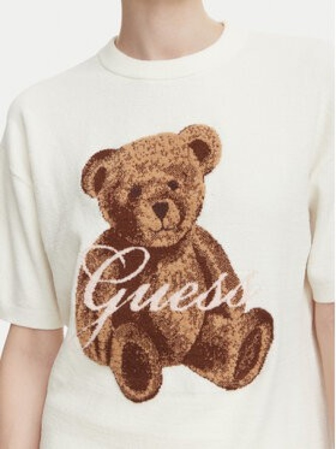 Guess T-Shirt O6BR03 Z1145 Kremowy Regular Fit