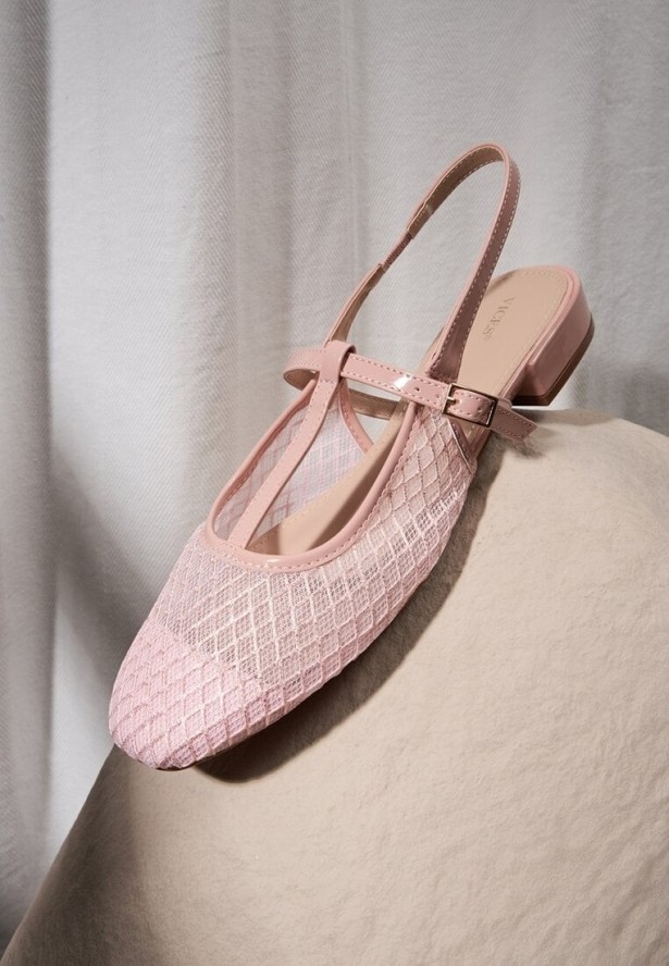 Różowe Siateczkowe Lakierowane Sandały Vices Bez Pięty Nilaviena