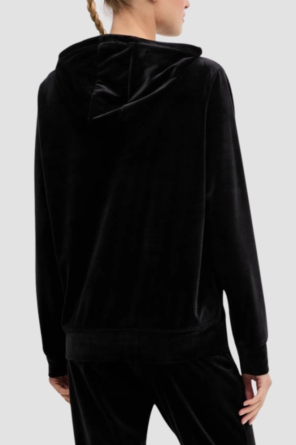 GUESS Czarna damska bluza z kapturem i cyrkoniami Couture, Rozmiar M
