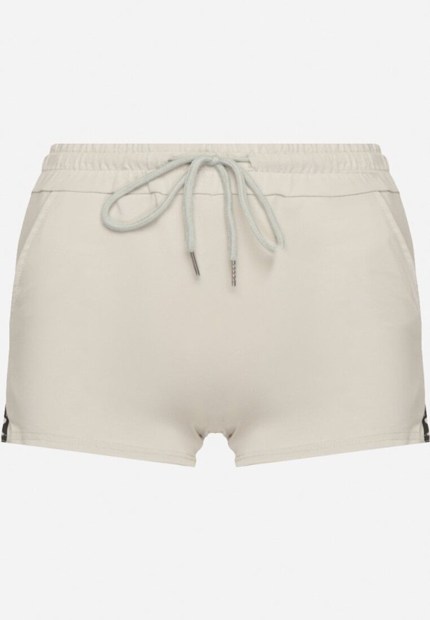 Jasnozielone Bawełniane Szorty Dresowe z Ozdobnym Napisem Liricea