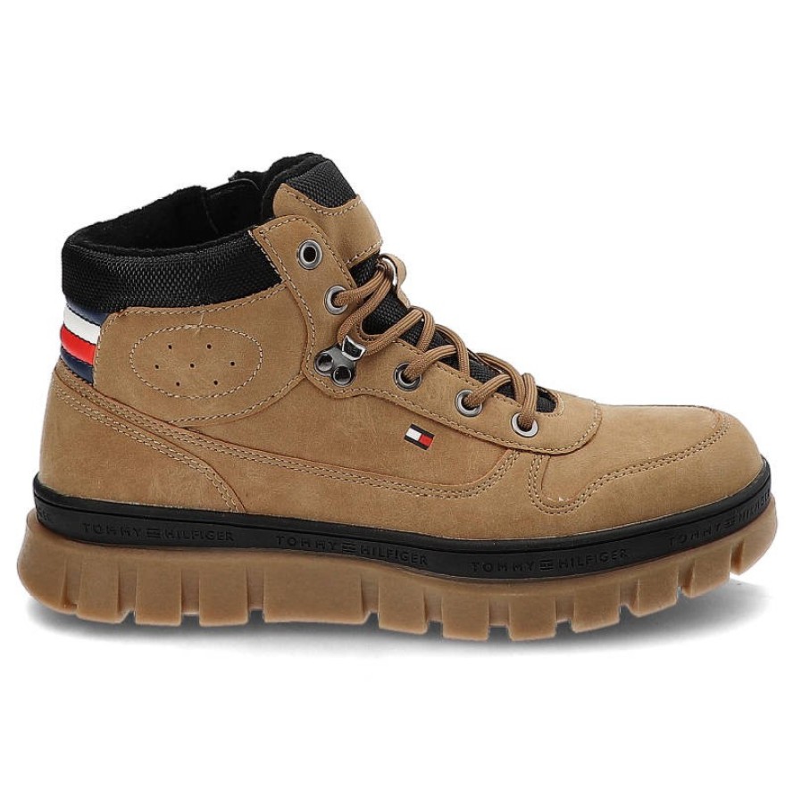 Brązowe Trapery Tommy Hilfiger Wygodne Buty Damskie