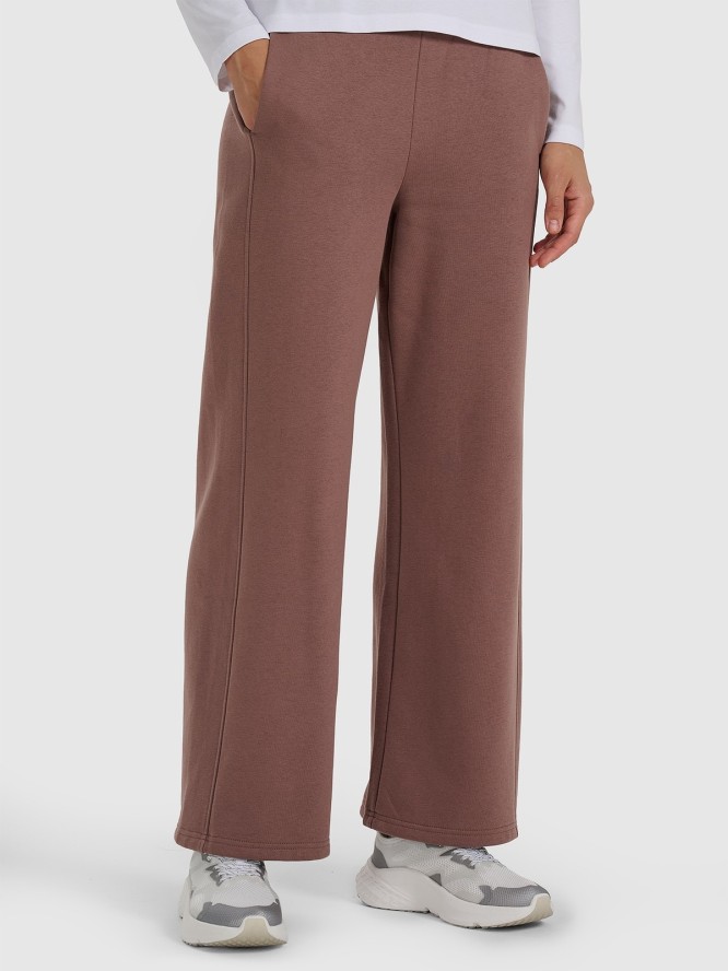 4F Spodnie dresowe z szerokimi nogawkami damskie - brązowe XL