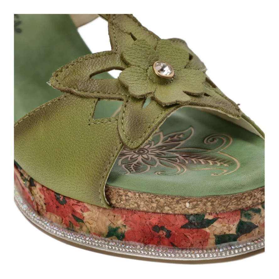 Zielone Sandały Laura Vita Eleganckie Obuwie Damskie