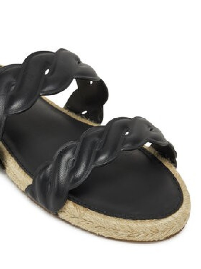 Tommy Hilfiger Espadryle Leather Rope Espadrille Mule FW0FW08503 Czarny