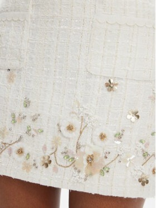 Elisabetta Franchi Spódnica mini GO-108-52E2-V400 Écru Regular Fit