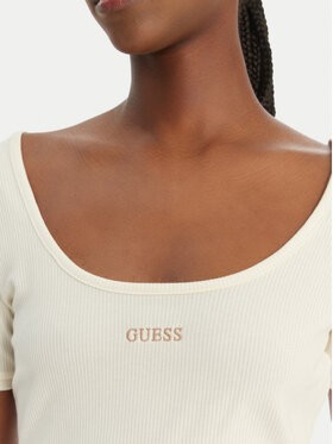 Guess T-Shirt V6GP04 K2969 Écru Slim Fit