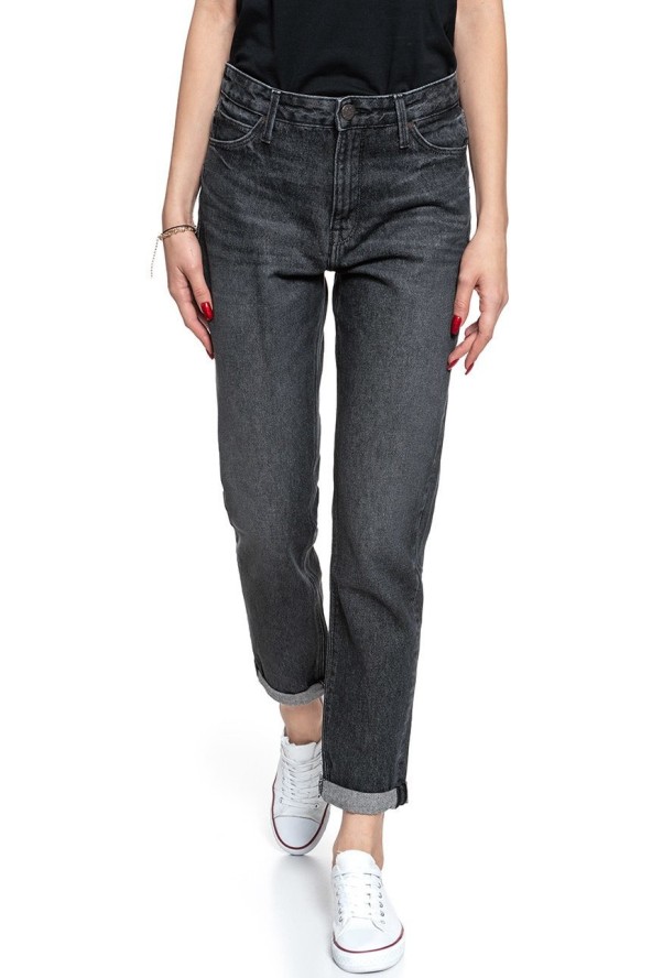 SPODNIE DAMSKIE LEE MOM STRAIGHT BLACK LAMONT L32IFFJZ 112107548