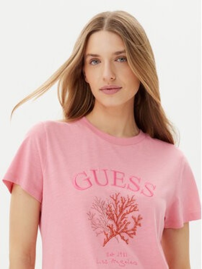Guess T-Shirt E5GI03 K8G01 Różowy Regular Fit