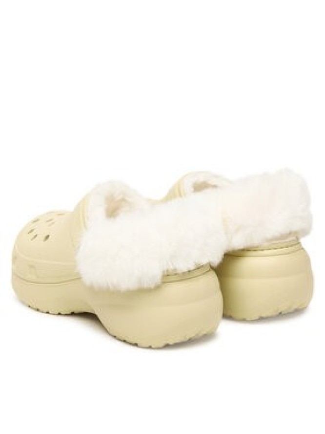 Crocs Klapki Classic Platform Fuzz Lined Clog 212854 Beżowy