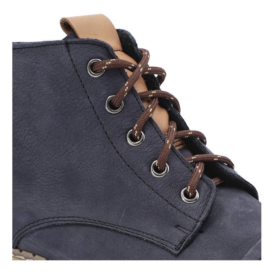 Granatowe Botki Pollonus Damskie Skórzane Obuwie