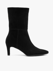 Czarne wyższe botki ze skóry welurowej