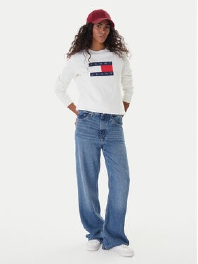 Tommy Jeans Bluza Flag DW0DW22564 Écru Regular Fit