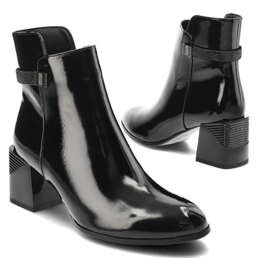 Czarne Botki S.Barski Eleganckie Obuwie Damskie